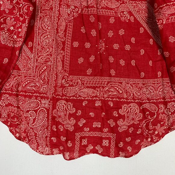 Ralph Lauren Red Bandana Paisley Linen Button-up Shirt Large - Picture 8 of 11